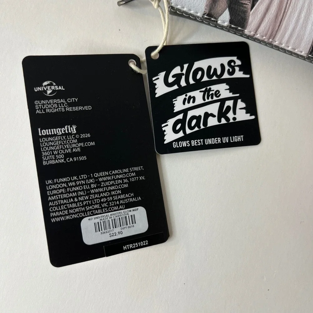 Universal Monsters Loungefly Glow In The Dark Wallet Gray Black 4 x 5" NWT - Picture 4 of 5